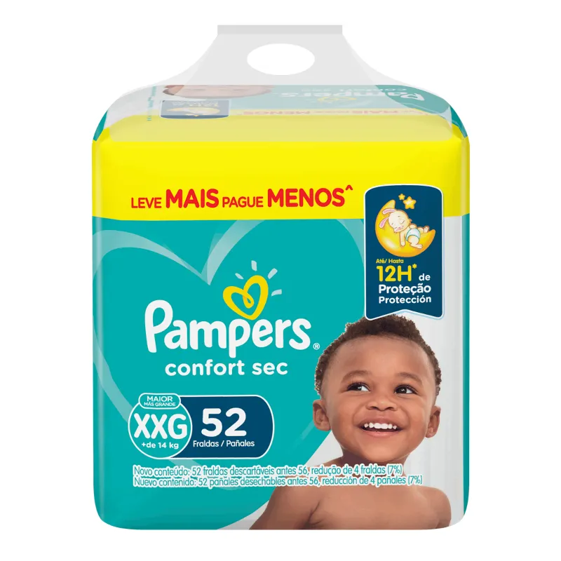 Pampers Confort Sec. Xxg X 52 Unid.