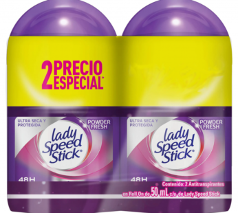 Lady Speed Stick Powder Fresh 24/7 Roll On Pack 2 Unidades X 50ml.