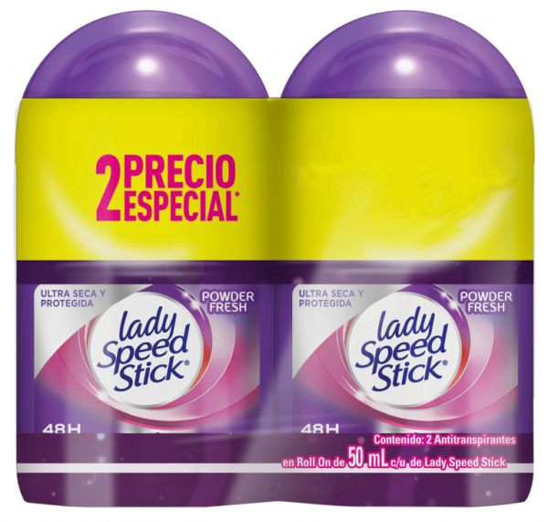 Lady Speed Stick Powder Fresh 24/7 Roll On Pack 2 Unidades X 50ml.
