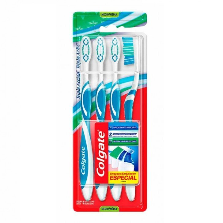 Colgate Triple Accion Cepillo Medio Pack X 4 Unidades