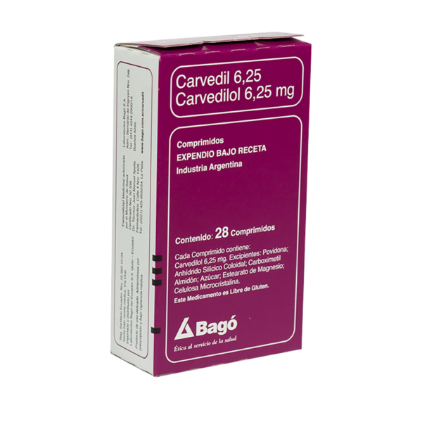 Carvedil 6.25 Mg. Caja X 28 Comp.