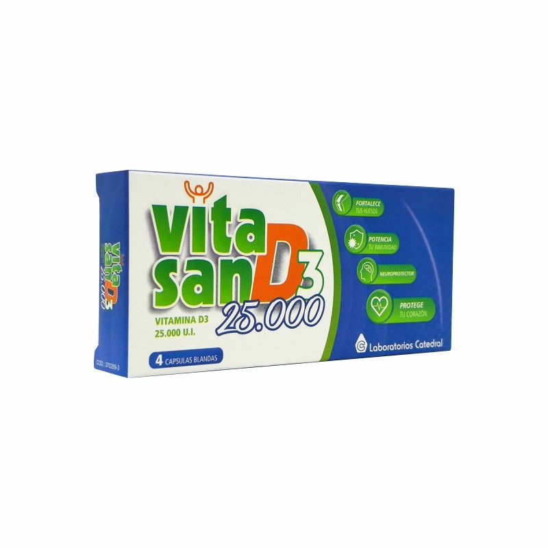 Vitasan D3 25000 Caja X 4 Caps Bl.